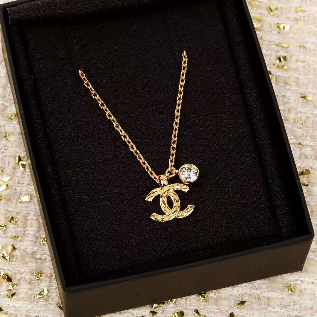 light gold double c Necklace for women - alternate angle view 2