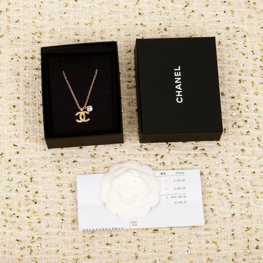 light gold double c Necklace for women - alternate angle view 6