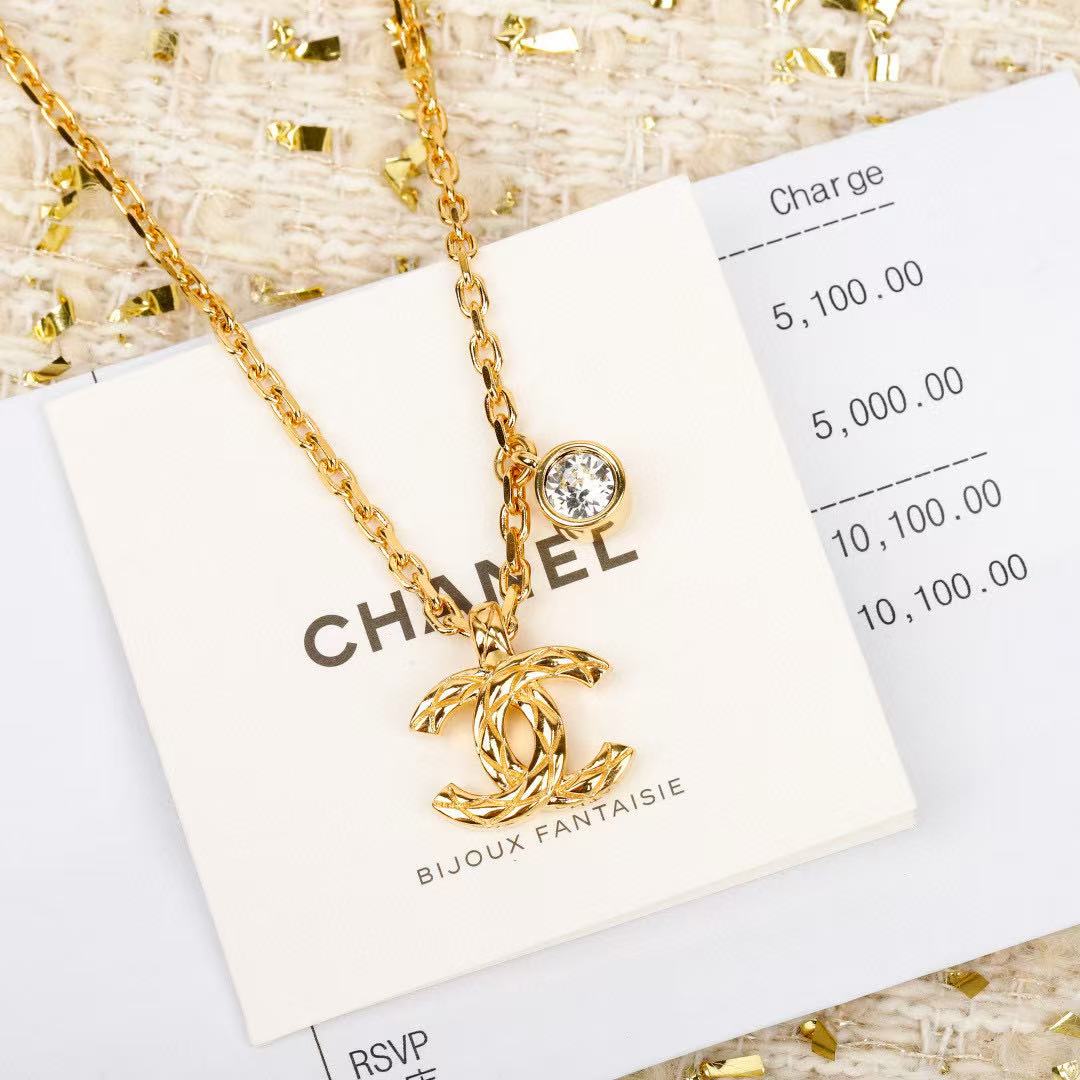 light gold double c Necklace for women - alternate angle view 4