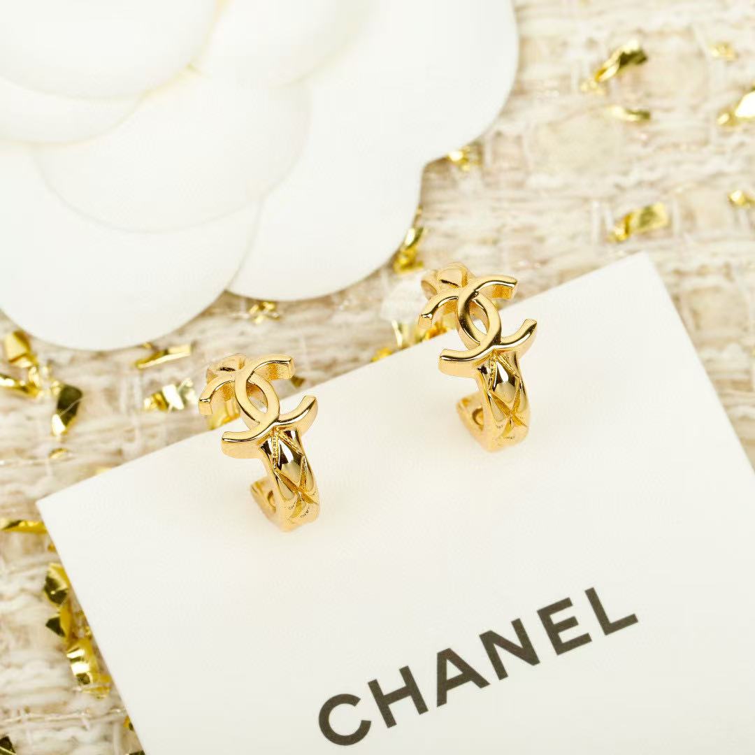 light gold double c Drop Earrings for women - product detail view