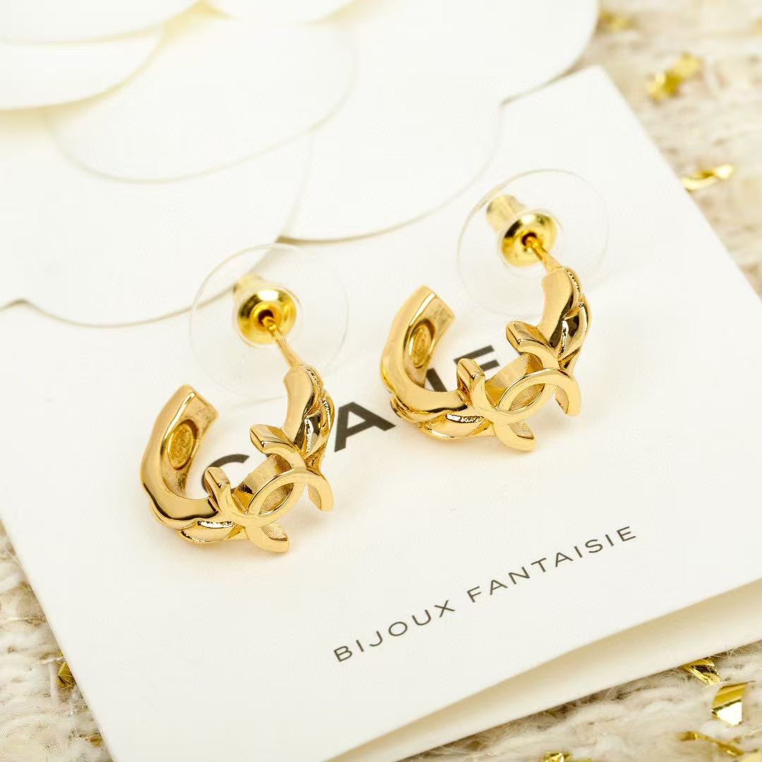 light gold double c Drop Earrings for women - alternate angle view 6