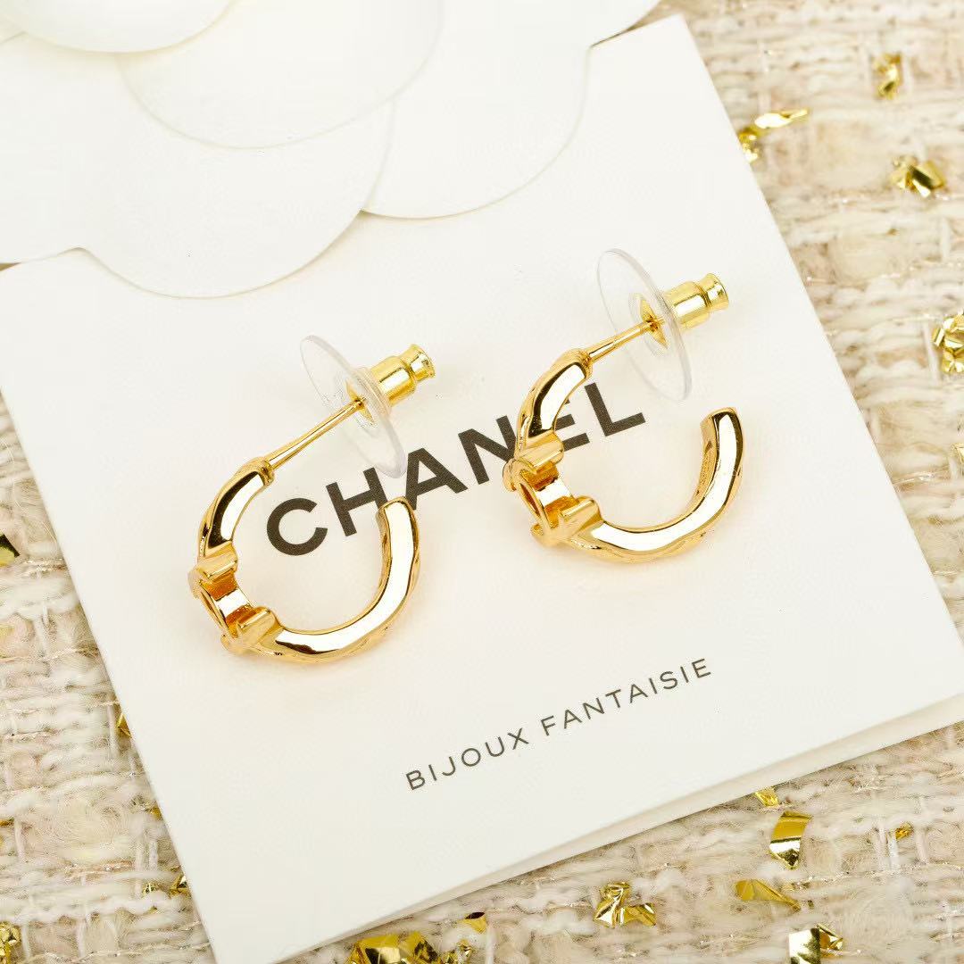 light gold double c Drop Earrings for women - alternate angle view 5