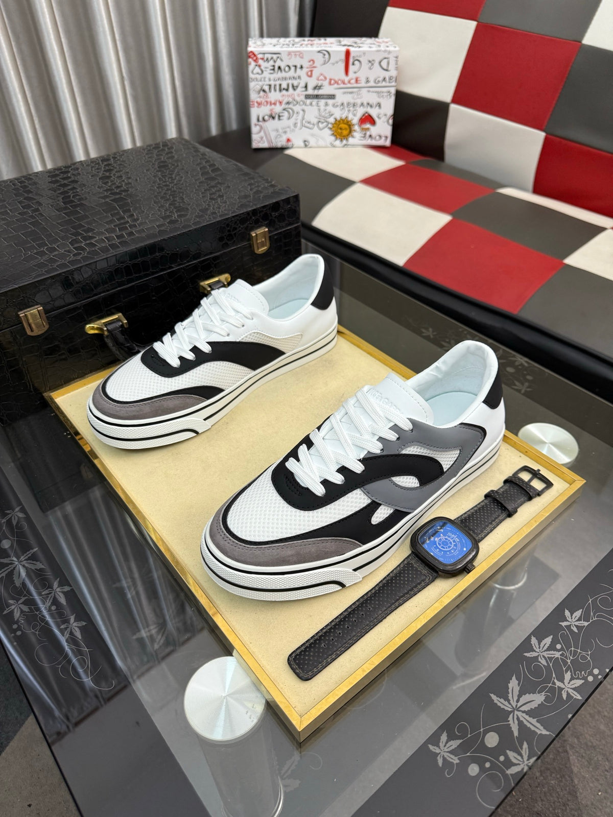 Dolce & Gabbana DG Silk Calfskin & Nubuck Casual Sneakers