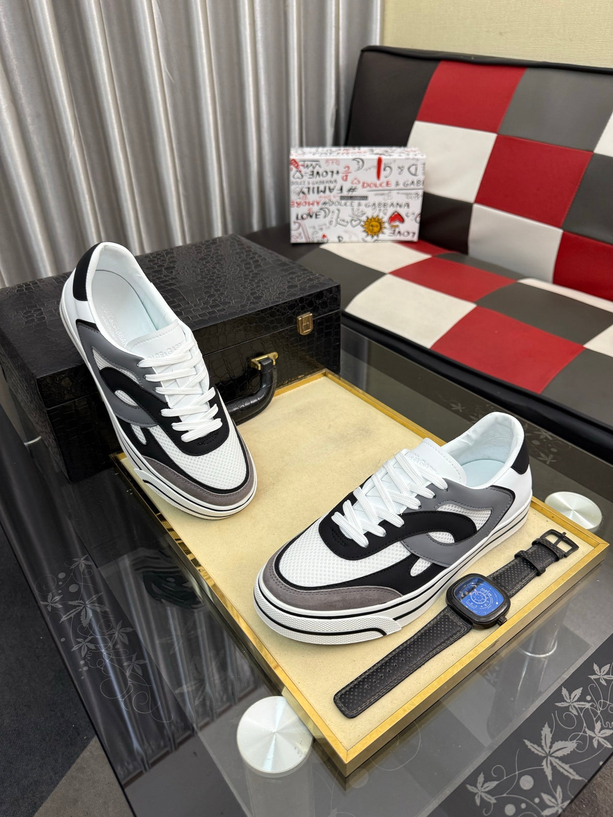 Dolce & Gabbana DG Silk Calfskin & Nubuck Casual Sneakers