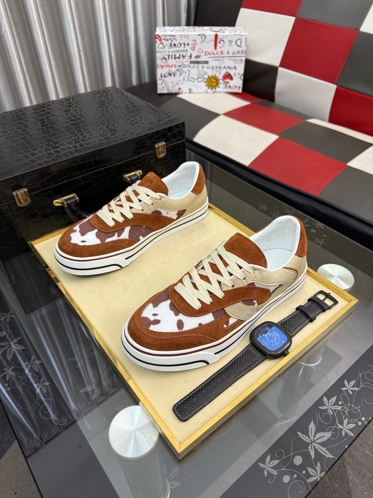 Dolce & Gabbana DG Silk Calfskin & Nubuck Casual Sneakers