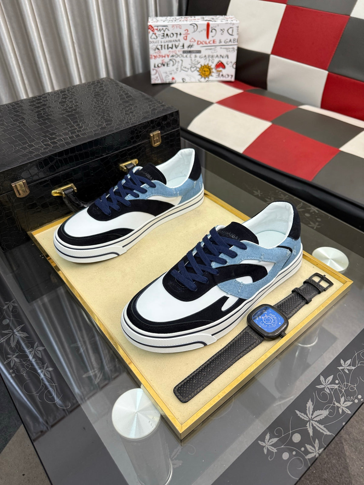 Dolce & Gabbana DG Silk Calfskin & Nubuck Casual Sneakers