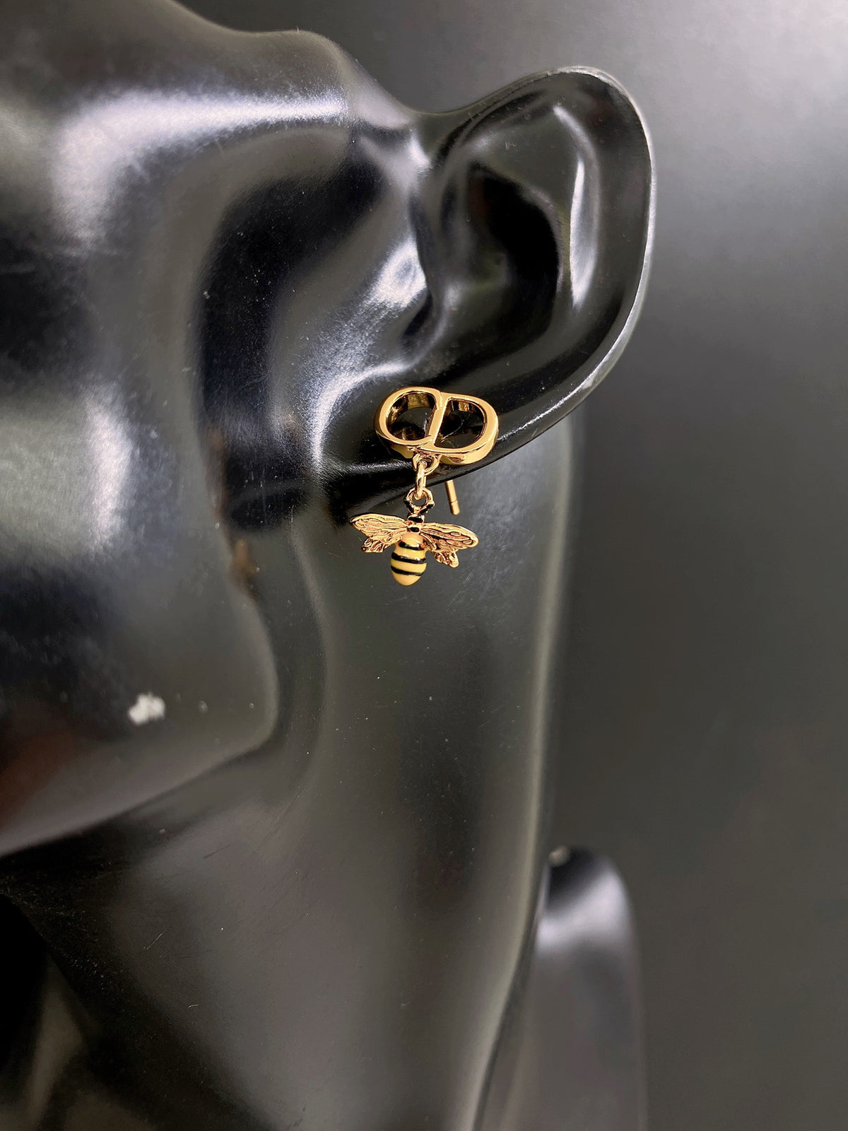 gold brass pearl Drop Earrings for women - alternate angle view 2