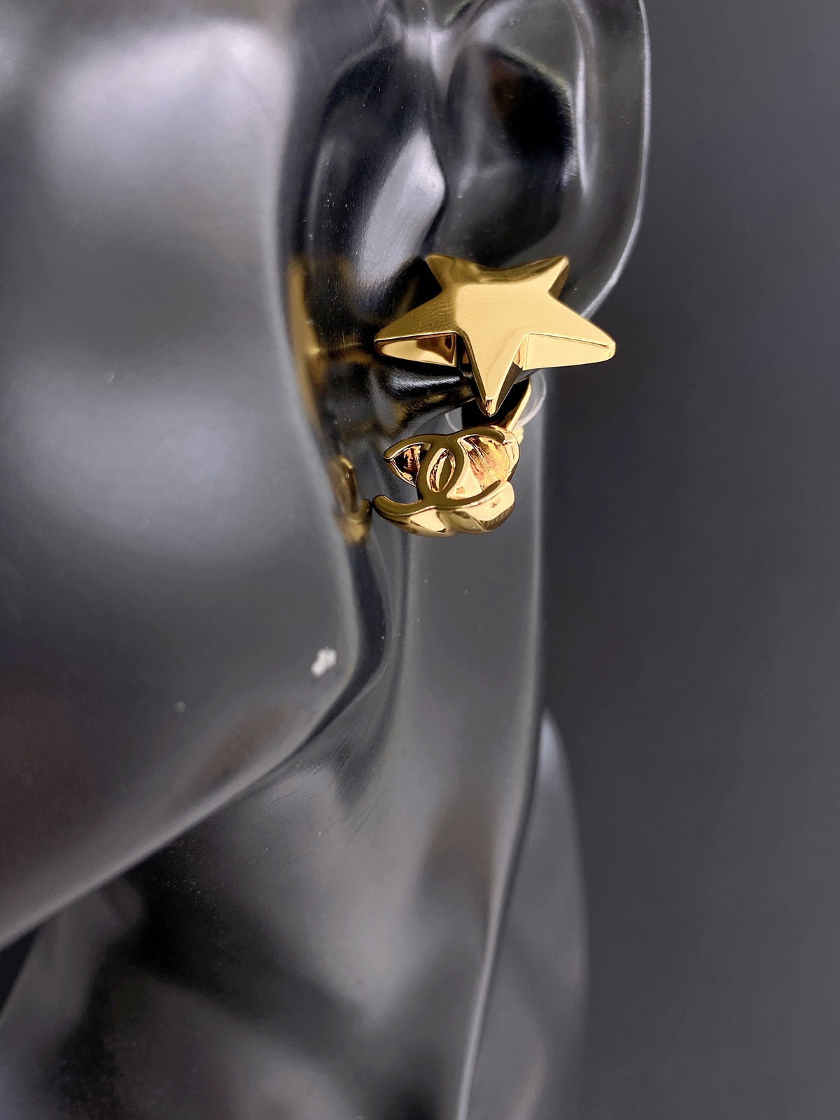 gold brass Drop Earrings for women - alternate angle view 2