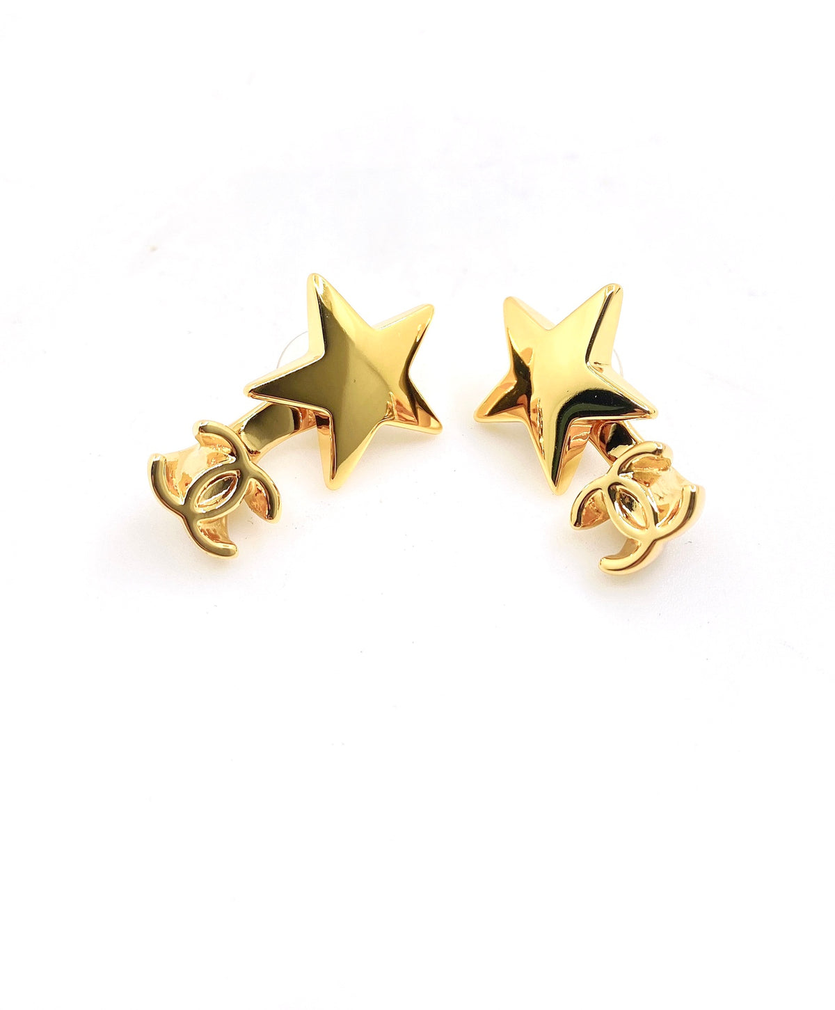 gold brass Drop Earrings for women - product detail view