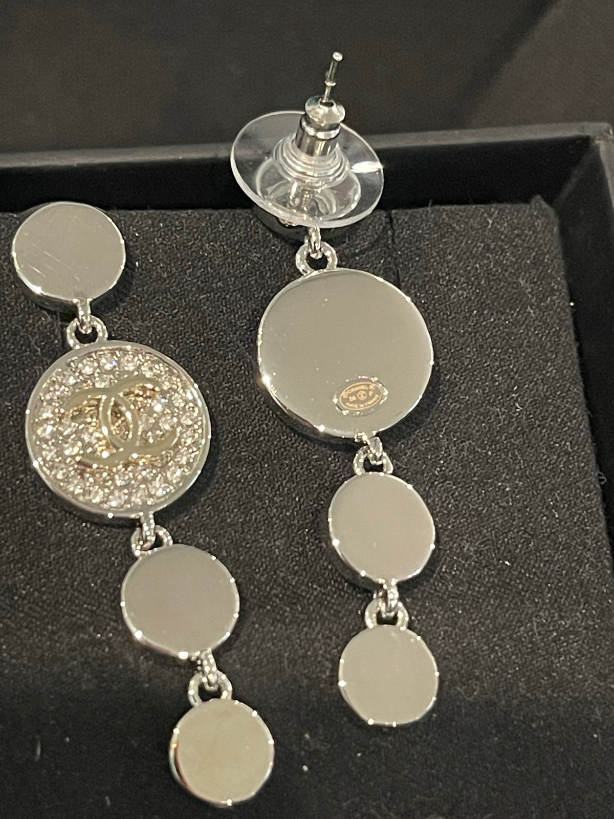 two-tone crystal Drop Earrings for women - alternate angle view 7