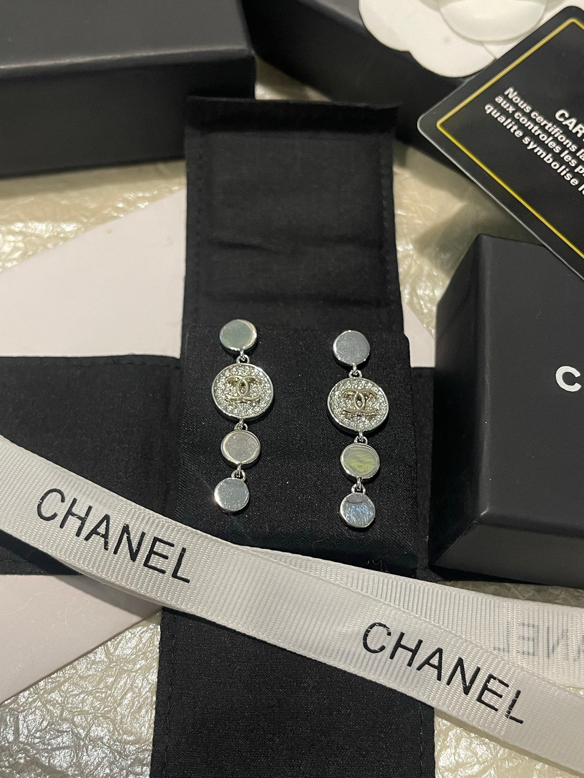 two-tone crystal Drop Earrings for women - alternate angle view 2