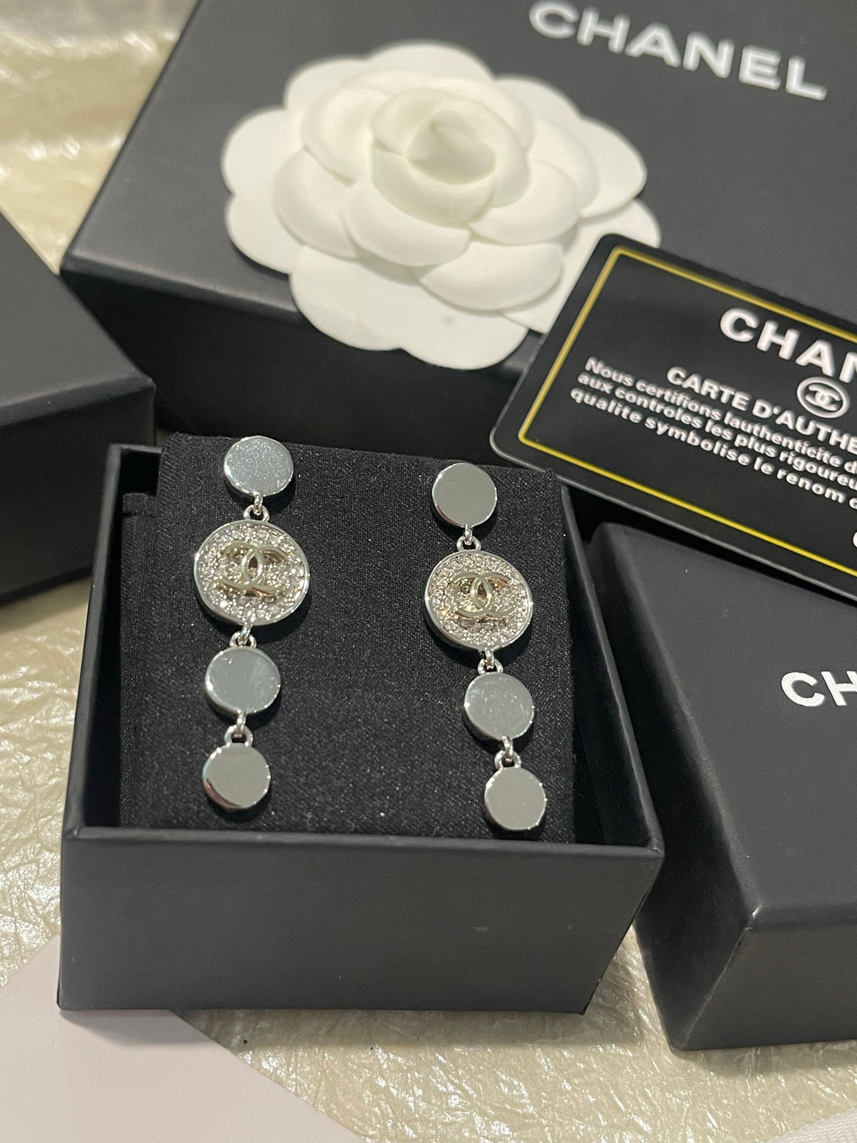 two-tone crystal Drop Earrings for women - alternate angle view 10