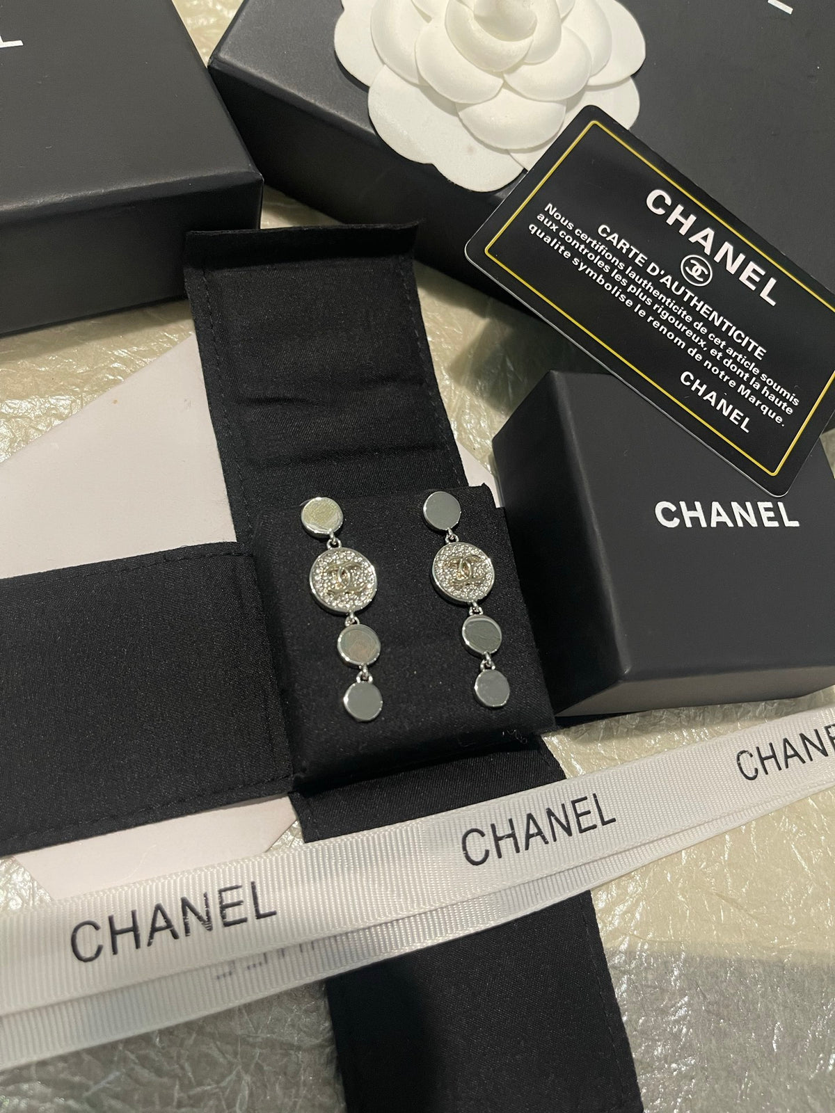 two-tone crystal Drop Earrings for women - product detail view