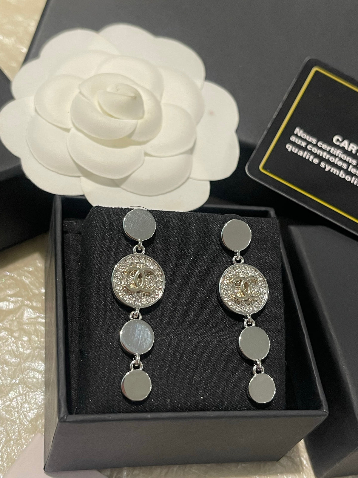 two-tone crystal Drop Earrings for women - alternate angle view 11