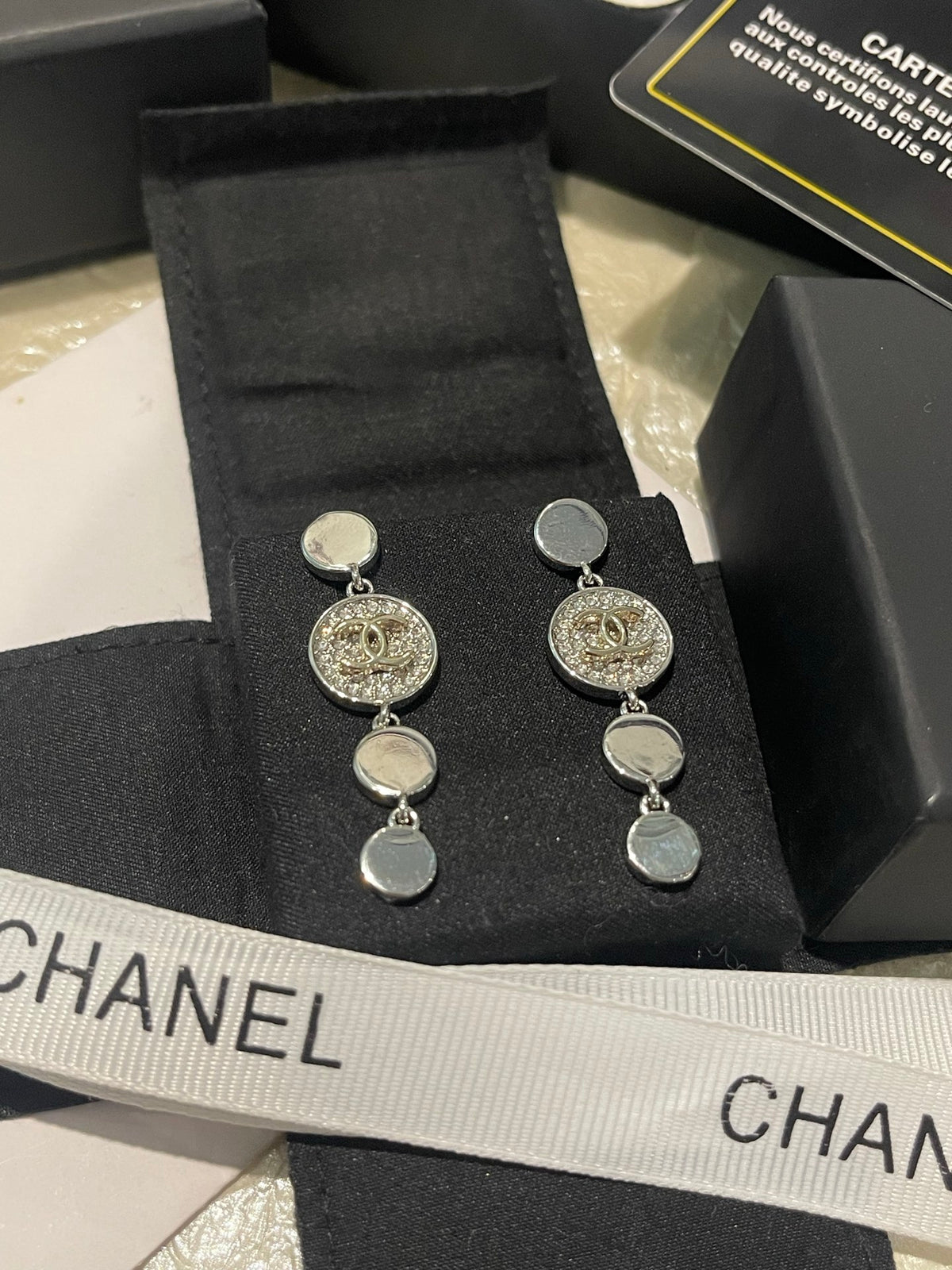 two-tone crystal Drop Earrings for women - alternate angle view 3