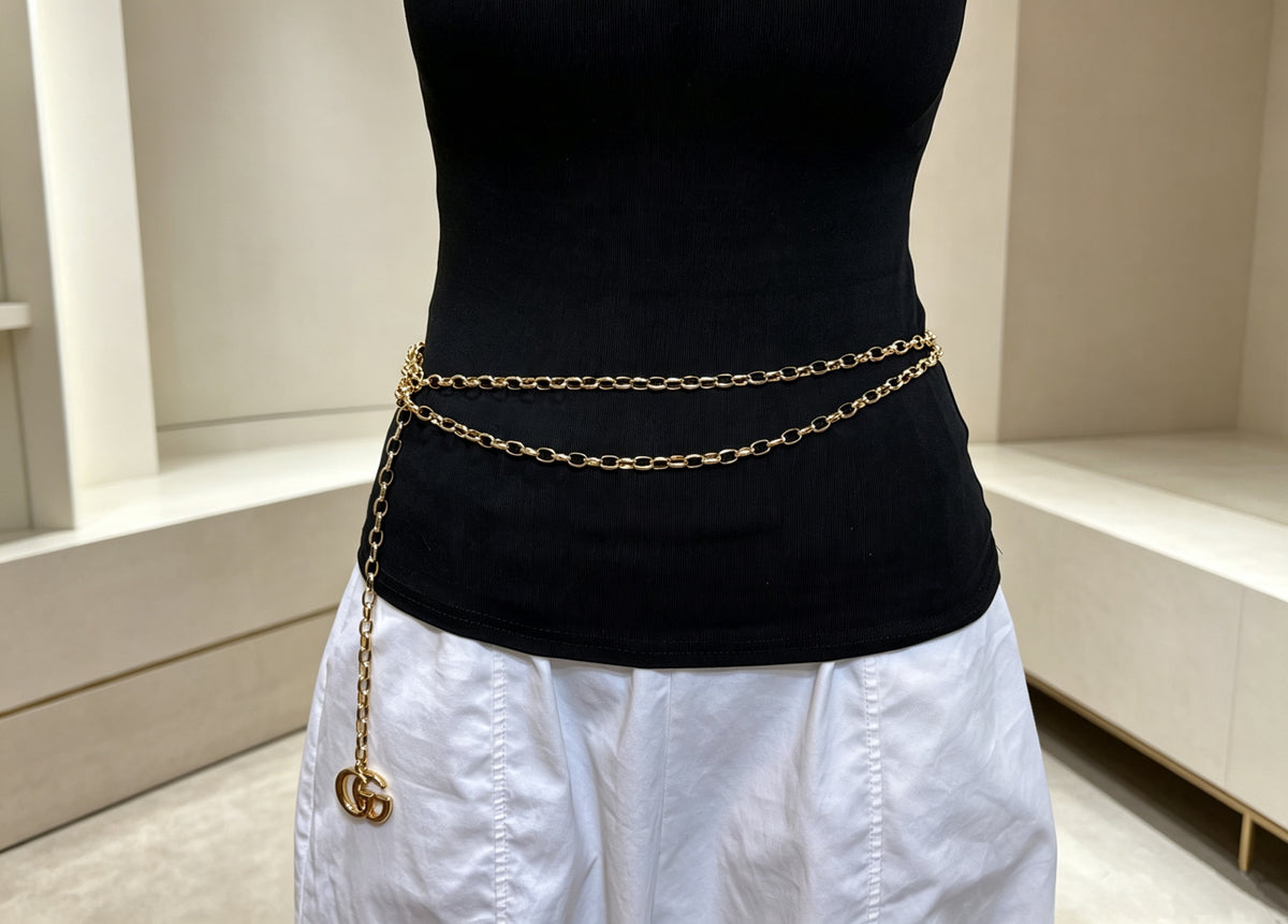 gold brass double g Shorts for men and women - product detail view