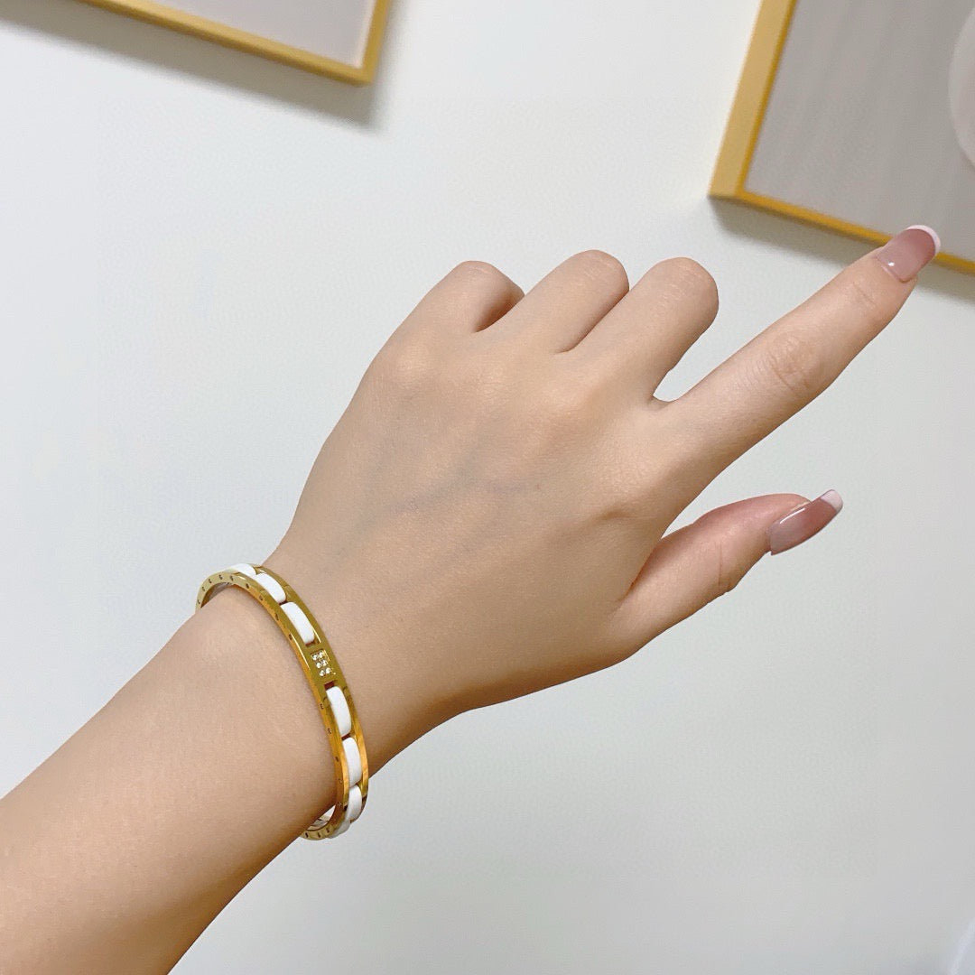 white crystal crystal inlaid Bangle for women - alternate angle view 2