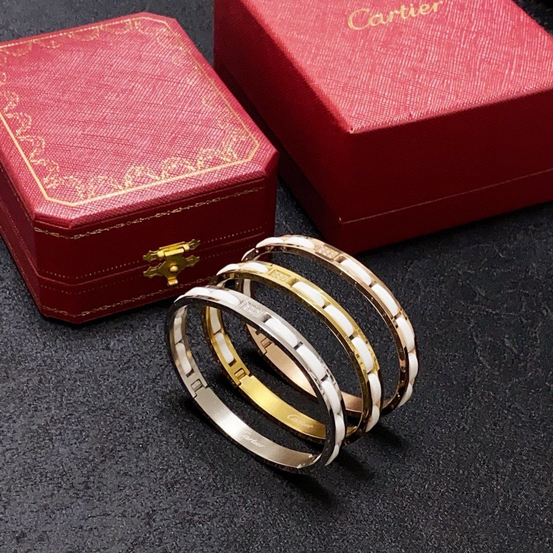 white crystal crystal inlaid Bangle for women - alternate angle view 9