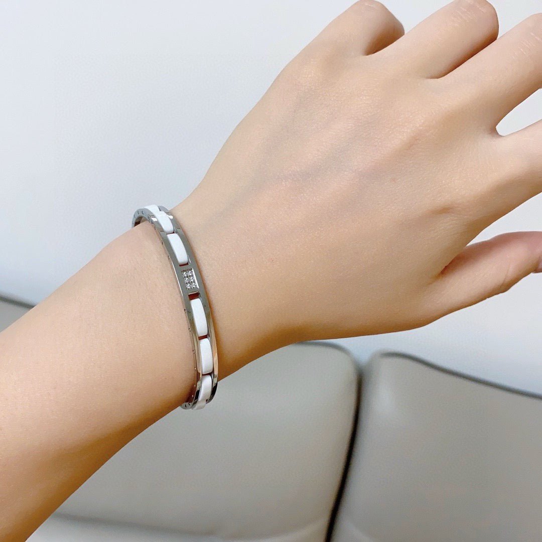 white crystal crystal inlaid Bangle for women - alternate angle view 3