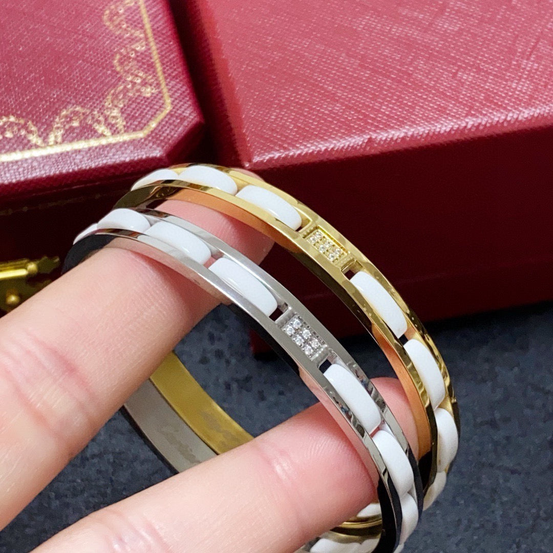 white crystal crystal inlaid Bangle for women - alternate angle view 8
