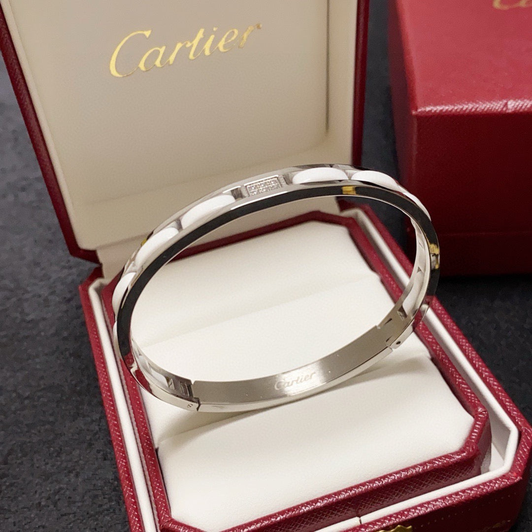 white crystal crystal inlaid Bangle for women - alternate angle view 7