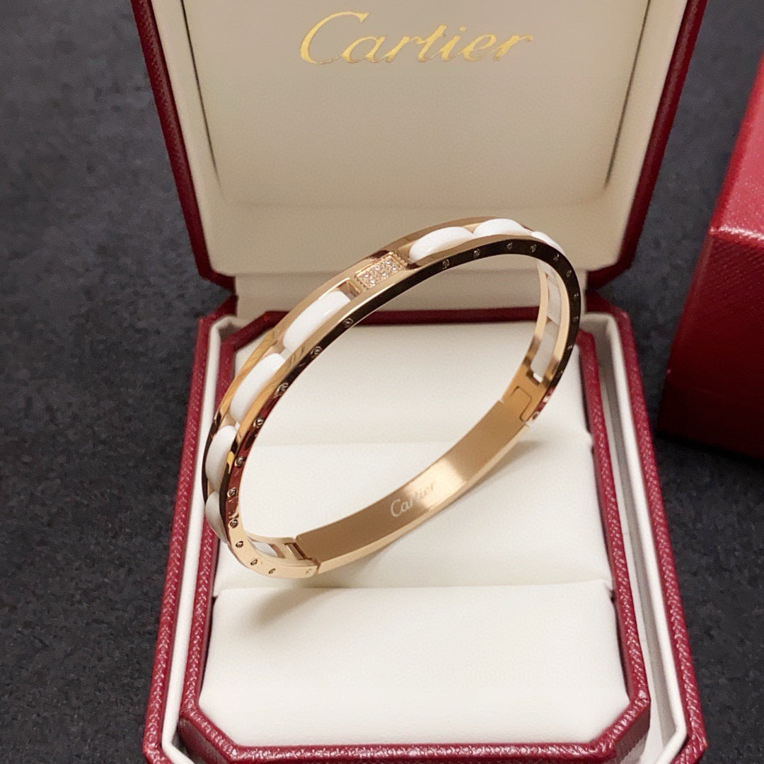 white crystal crystal inlaid Bangle for women - alternate angle view 4