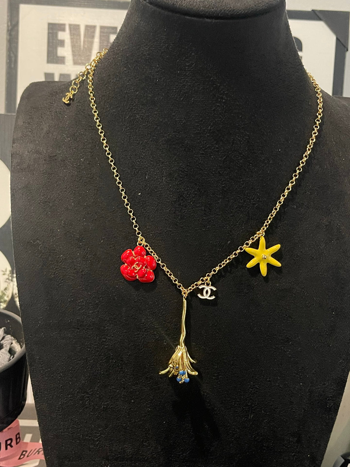 red floral Necklace for women - product detail view