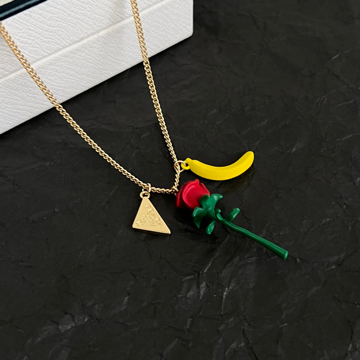 Signature Emblem Pendant Necklace in Polished Metal-Tone – Design 02 detail view