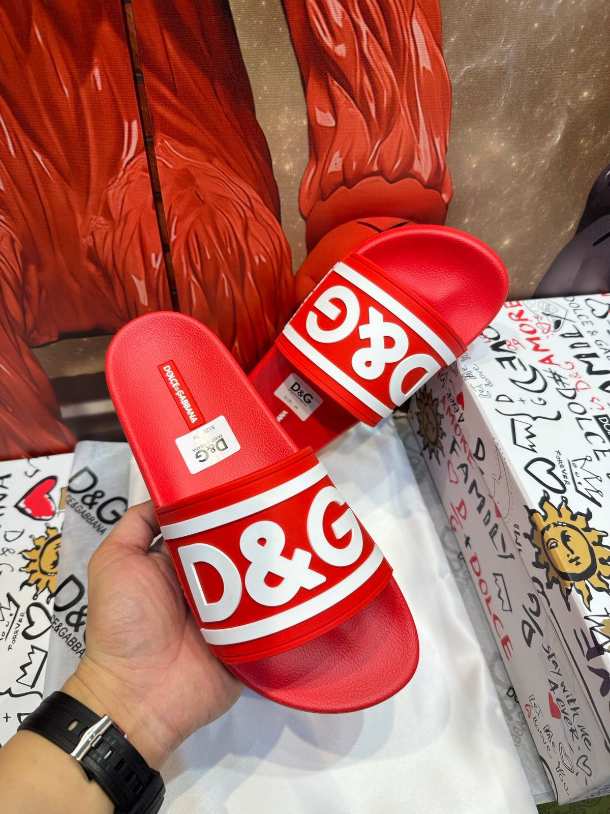 Dolce & Gabbana DG Men's Embossed-Logo PVC Slides