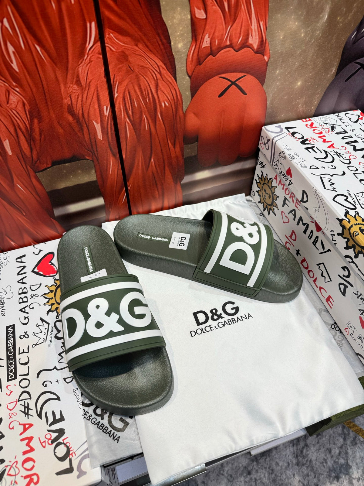 Dolce & Gabbana DG Men's Embossed-Logo PVC Slides