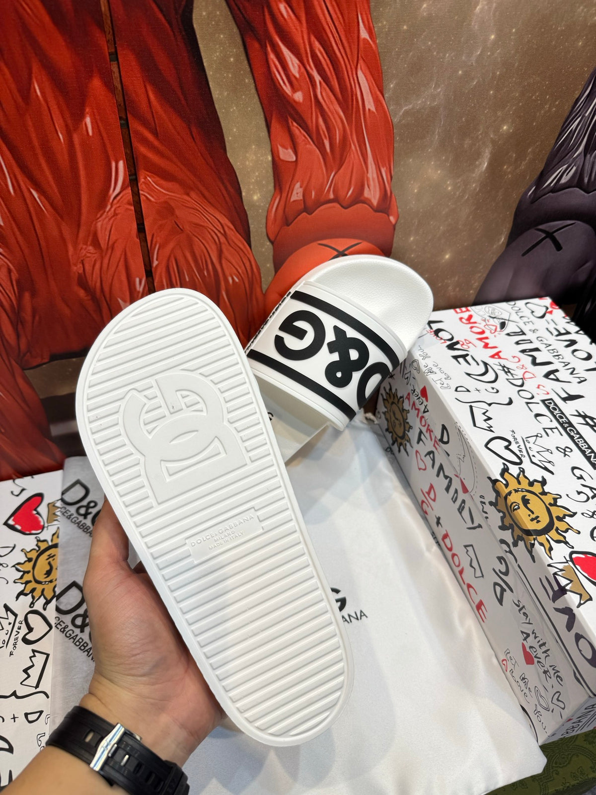 Dolce & Gabbana DG Men's Embossed-Logo PVC Slides