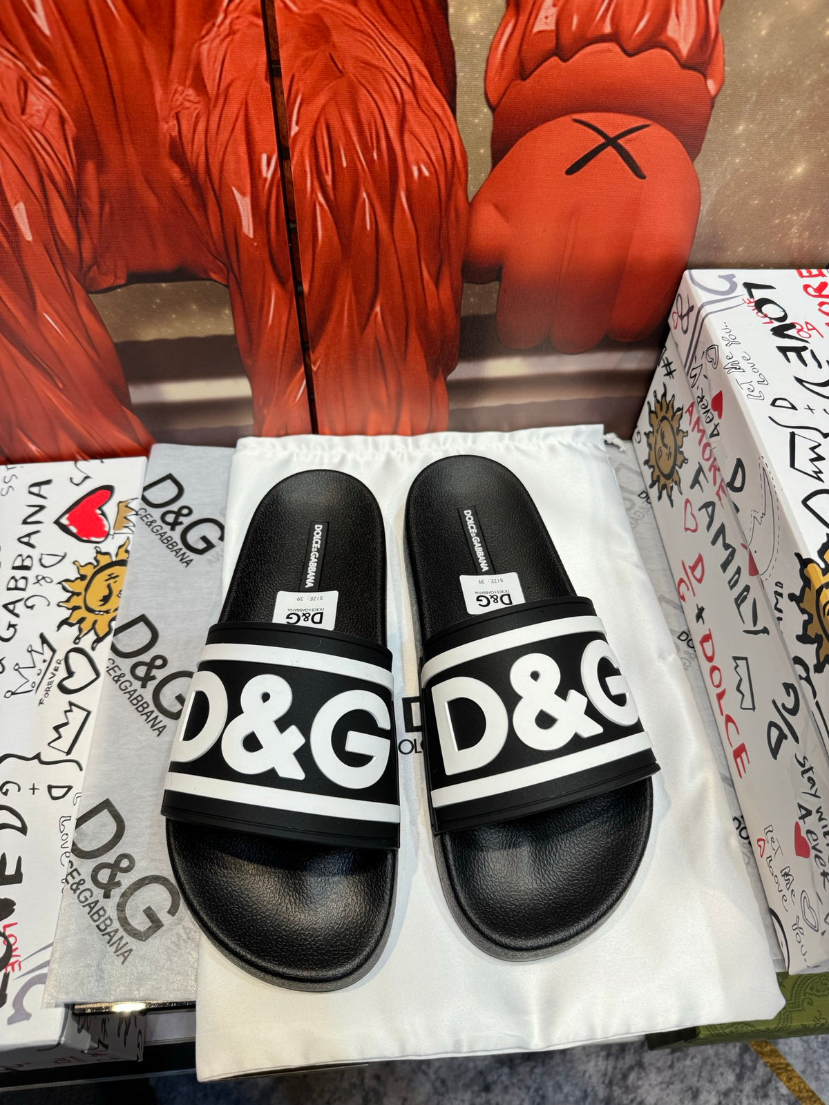 Dolce & Gabbana DG Men's Embossed-Logo PVC Slides