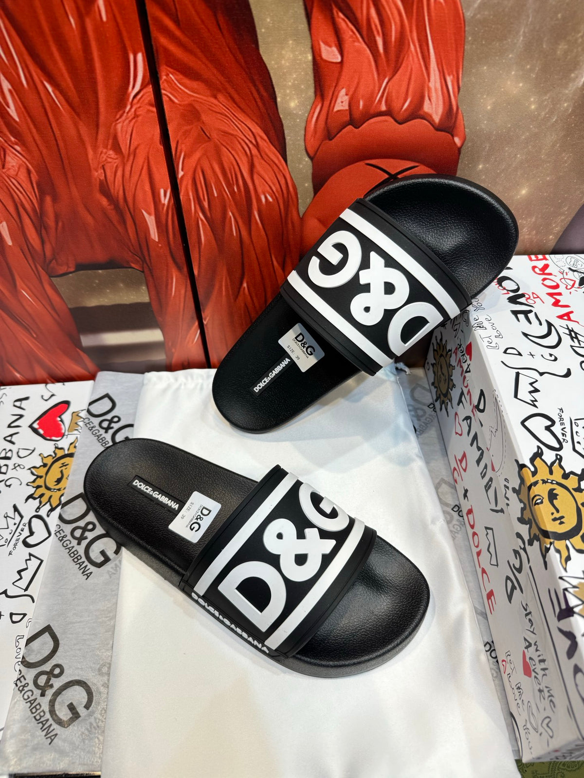 Dolce & Gabbana DG Men's Embossed-Logo PVC Slides