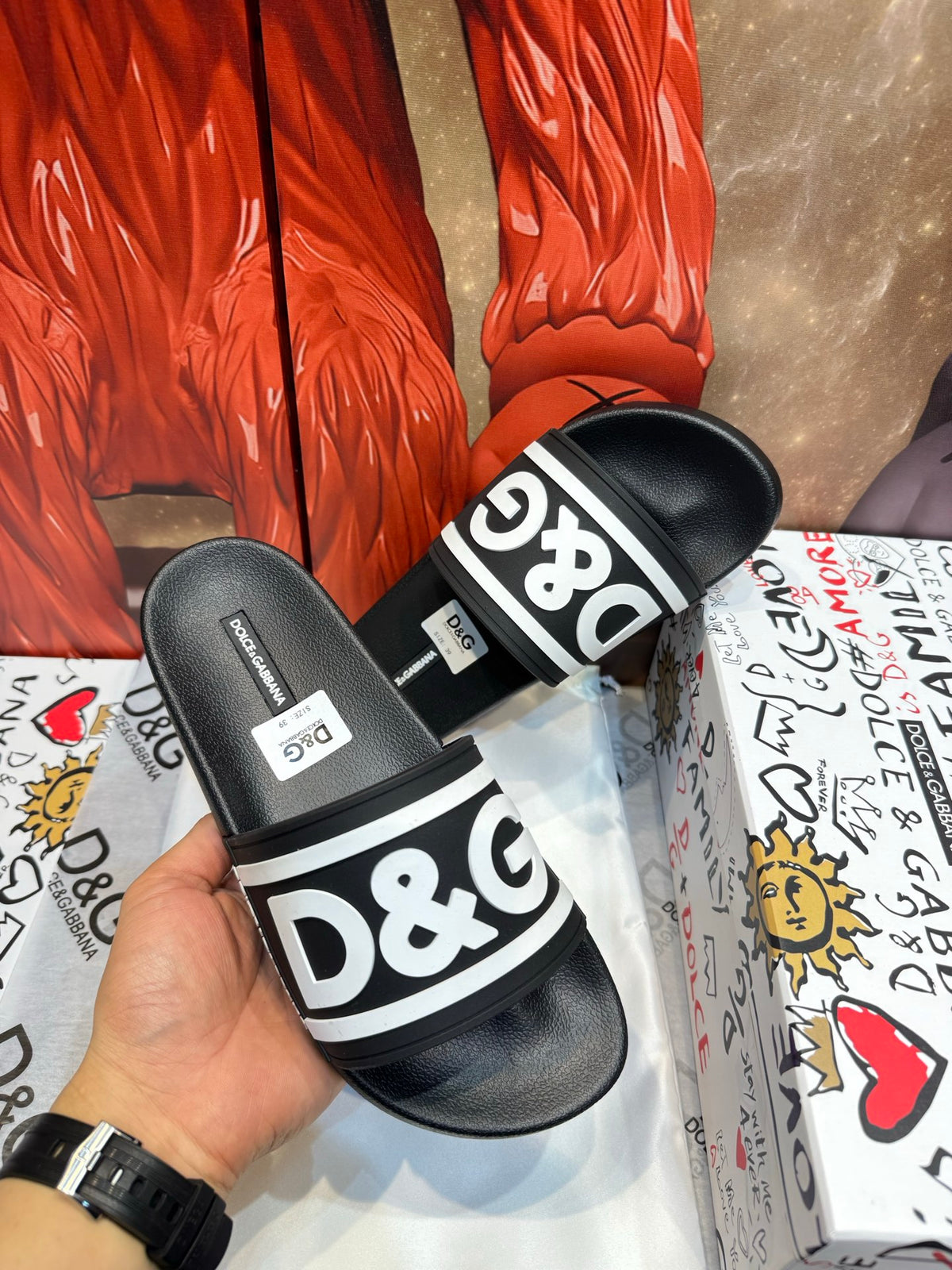 Dolce & Gabbana DG Men's Embossed-Logo PVC Slides