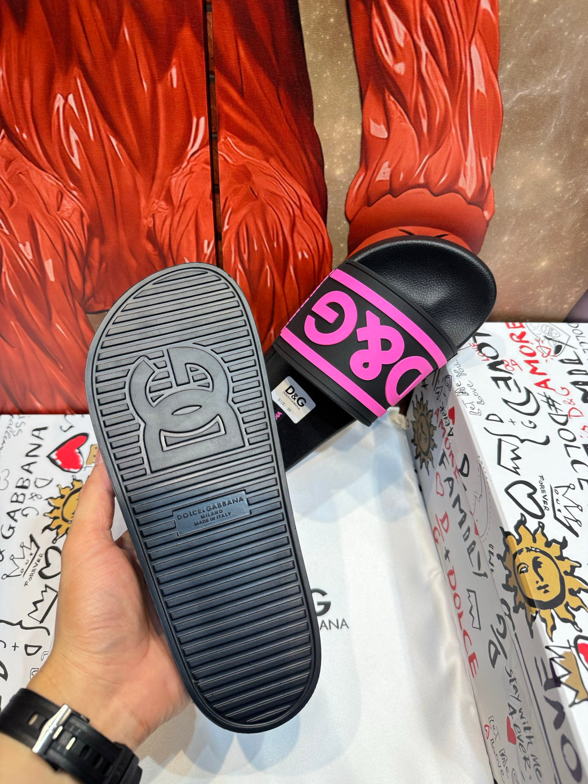 Dolce & Gabbana DG Men's Embossed-Logo PVC Slides