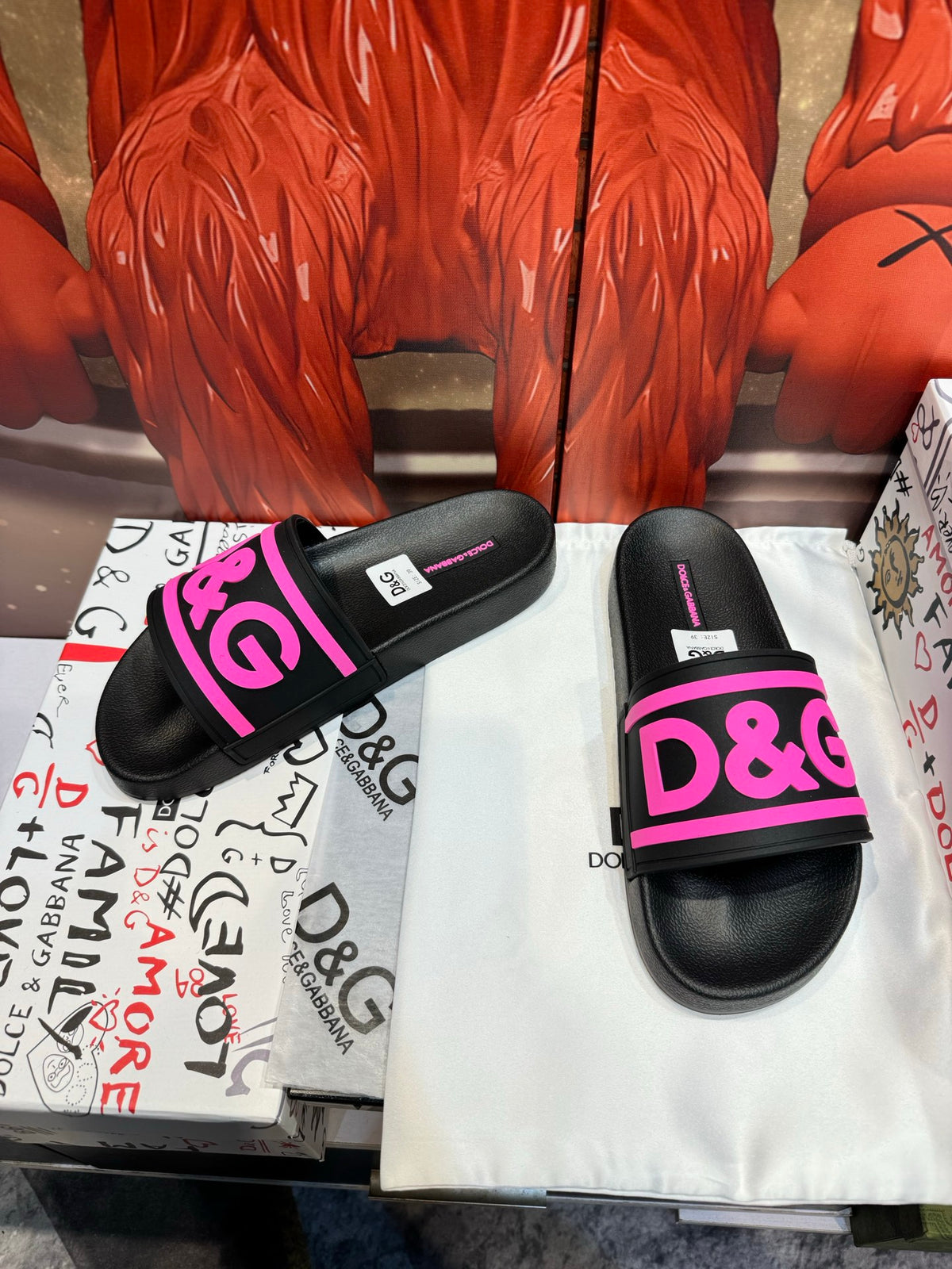 Dolce & Gabbana DG Men's Embossed-Logo PVC Slides