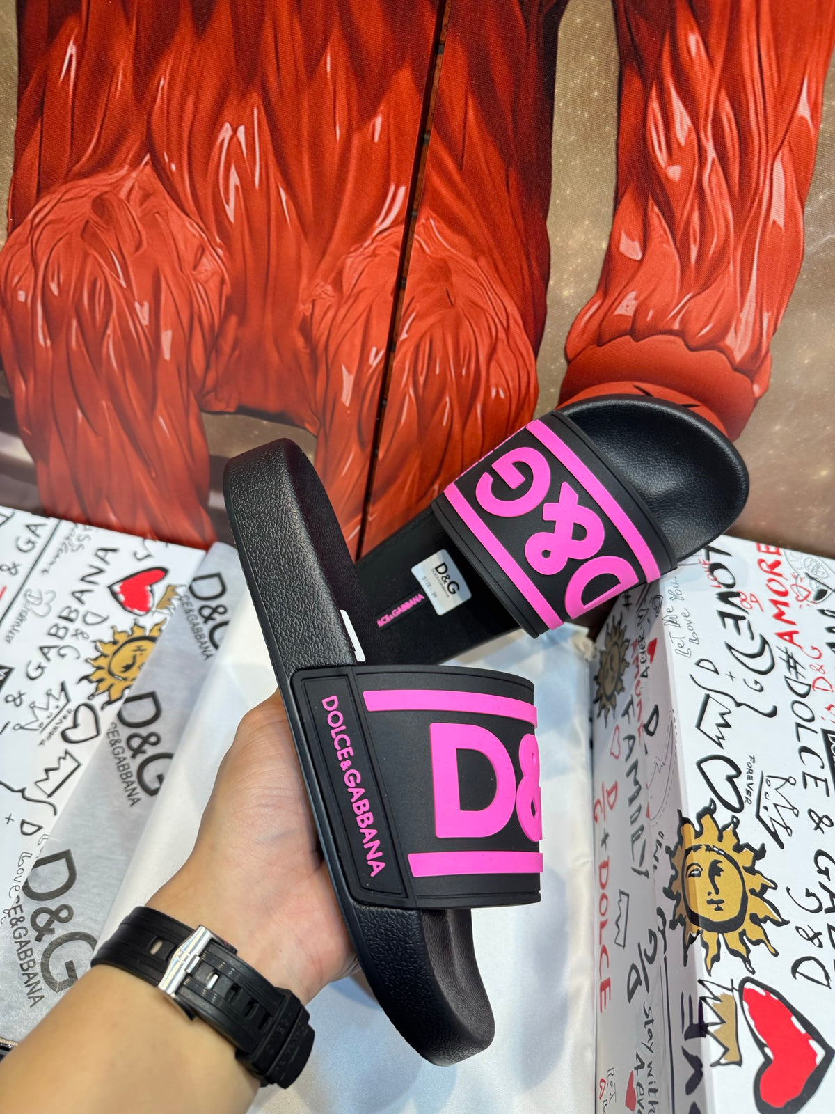 Dolce & Gabbana DG Men's Embossed-Logo PVC Slides
