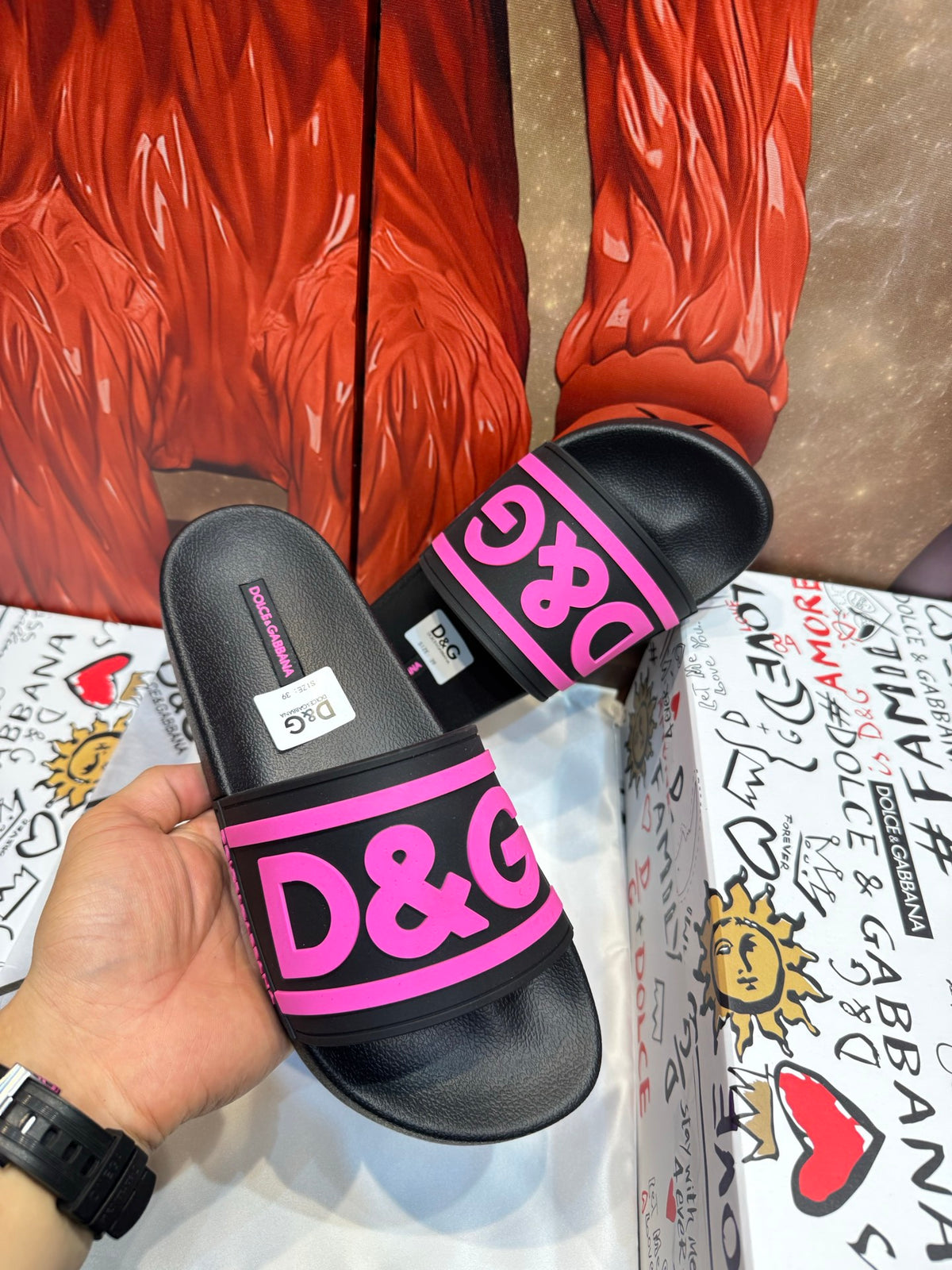 Dolce & Gabbana DG Men's Embossed-Logo PVC Slides