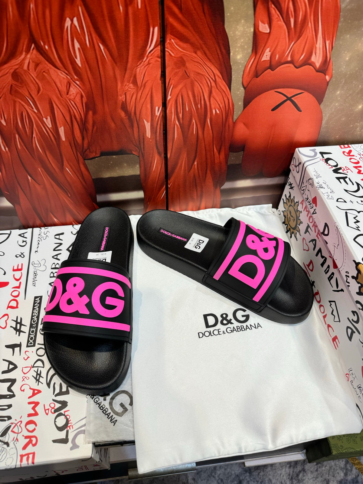 Dolce & Gabbana DG Men's Embossed-Logo PVC Slides