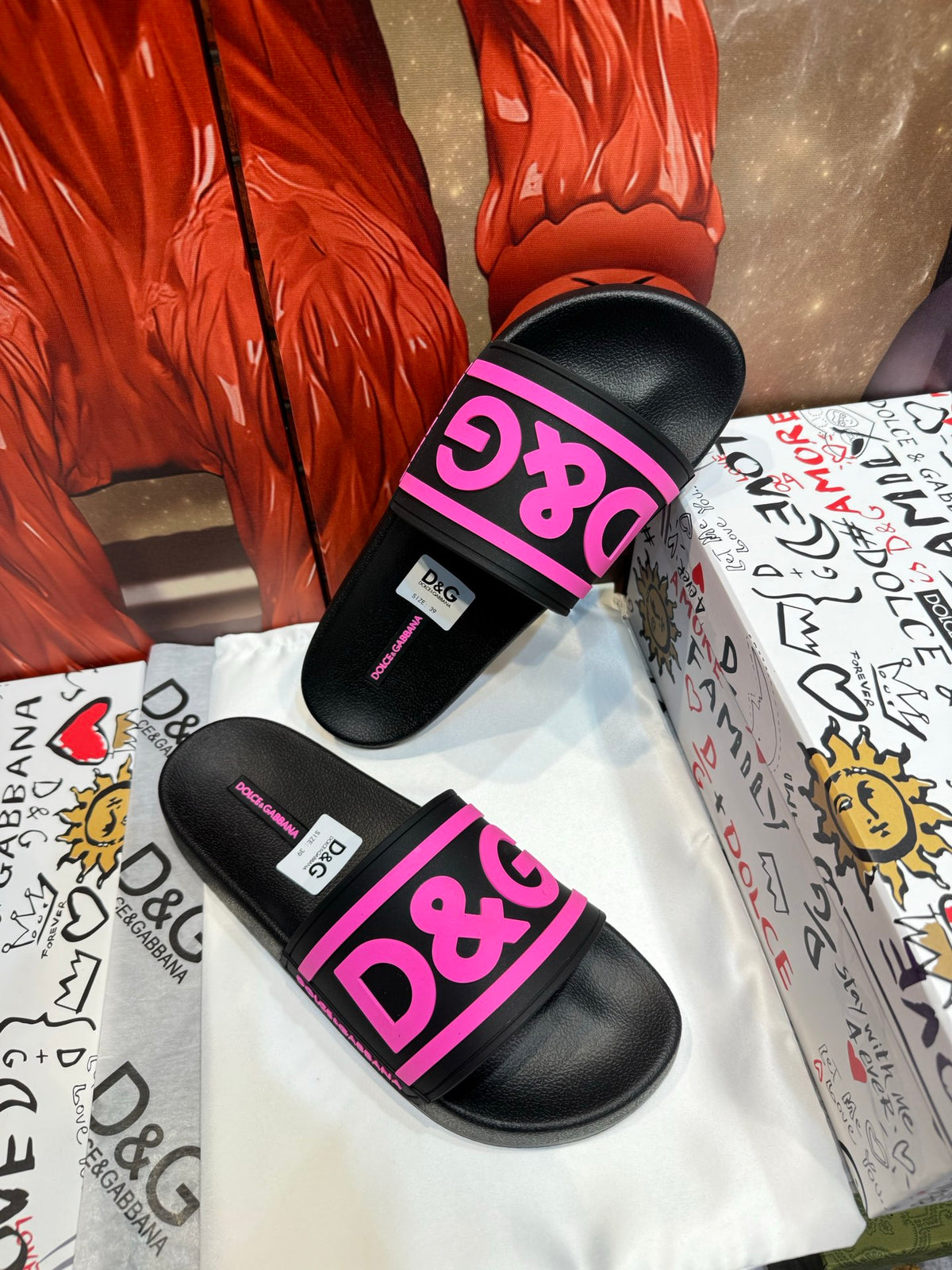 Dolce & Gabbana DG Men's Embossed-Logo PVC Slides