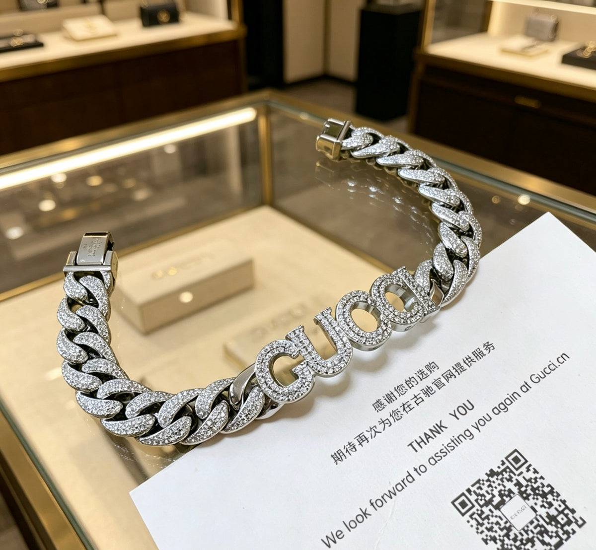 crystal inlaid Bracelet for men - alternate angle view 2