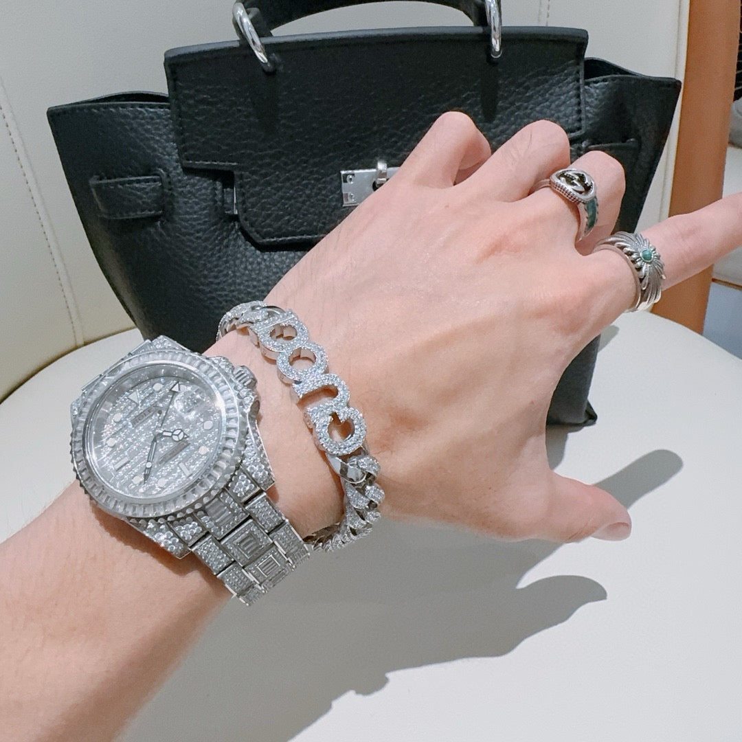 crystal inlaid Bracelet for men - alternate angle view 9