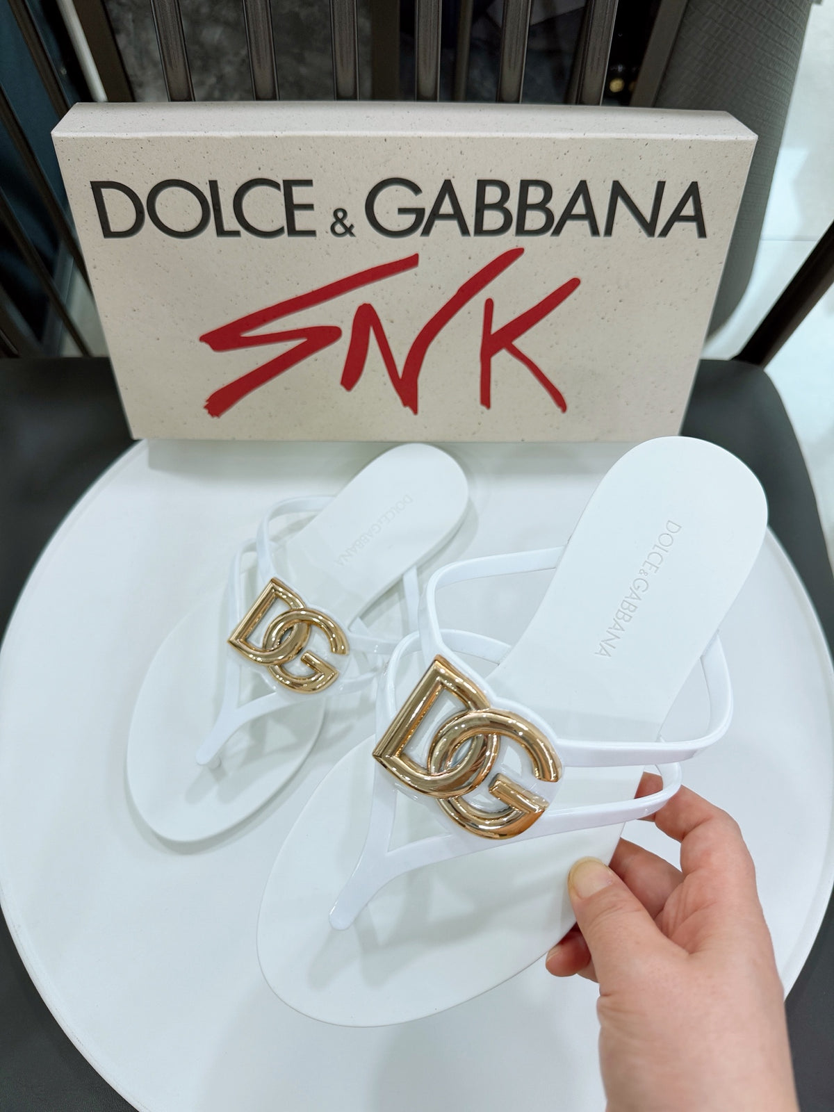 Dolce & Gabbana DG Men's Gold-Buckle TPU Flip Flops
