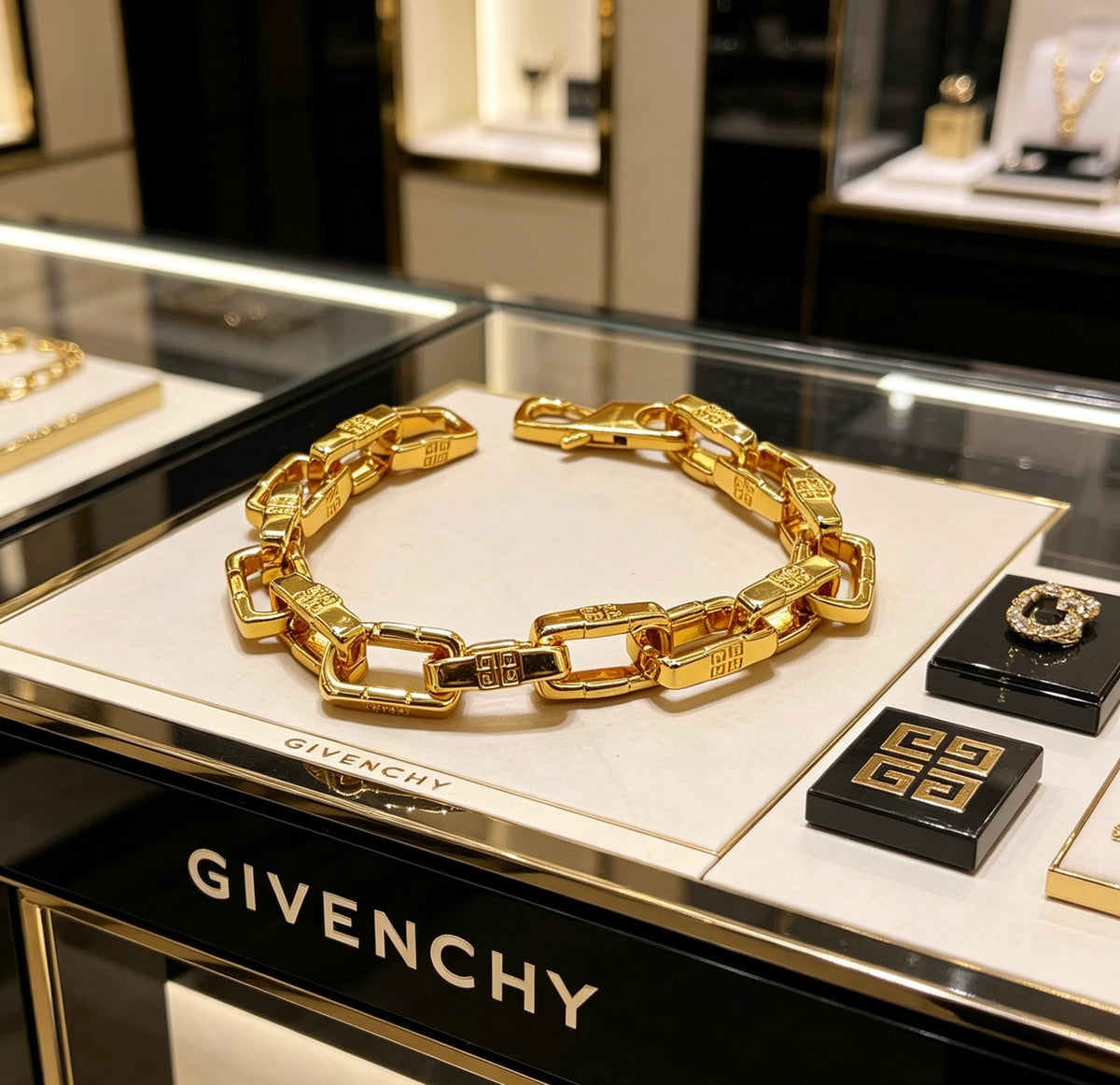 gold gold plated floral Bracelet for men - alternate angle view 2
