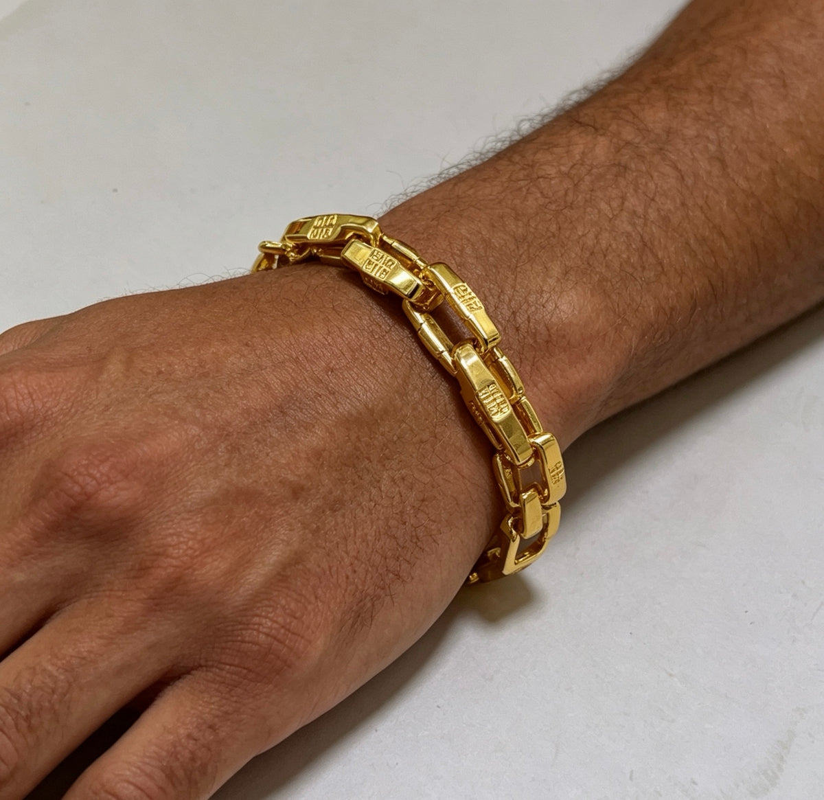 gold gold plated floral Bracelet for men - alternate angle view 6
