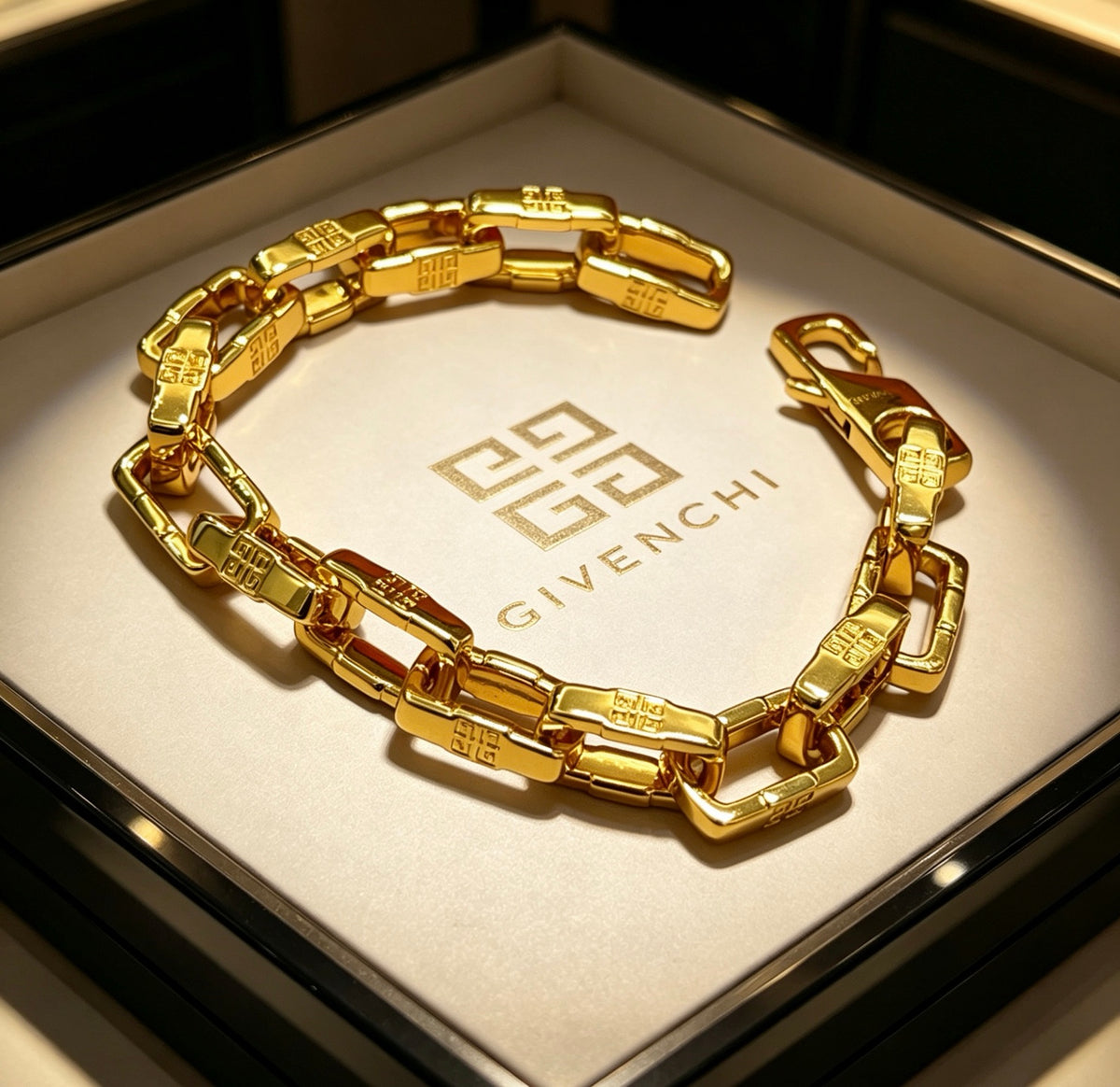 gold gold plated floral Bracelet for men - product detail view