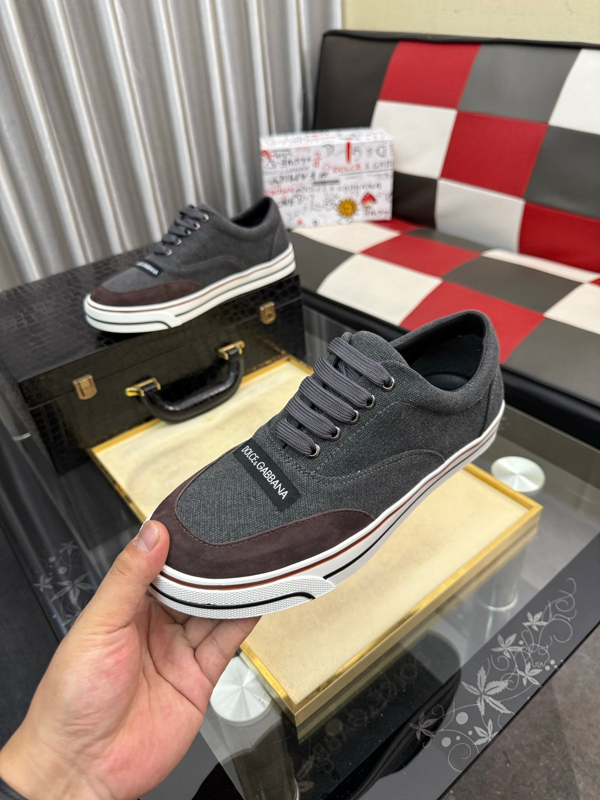 Dolce & Gabbana DG Silk Calfskin & Nubuck Casual Sneakers