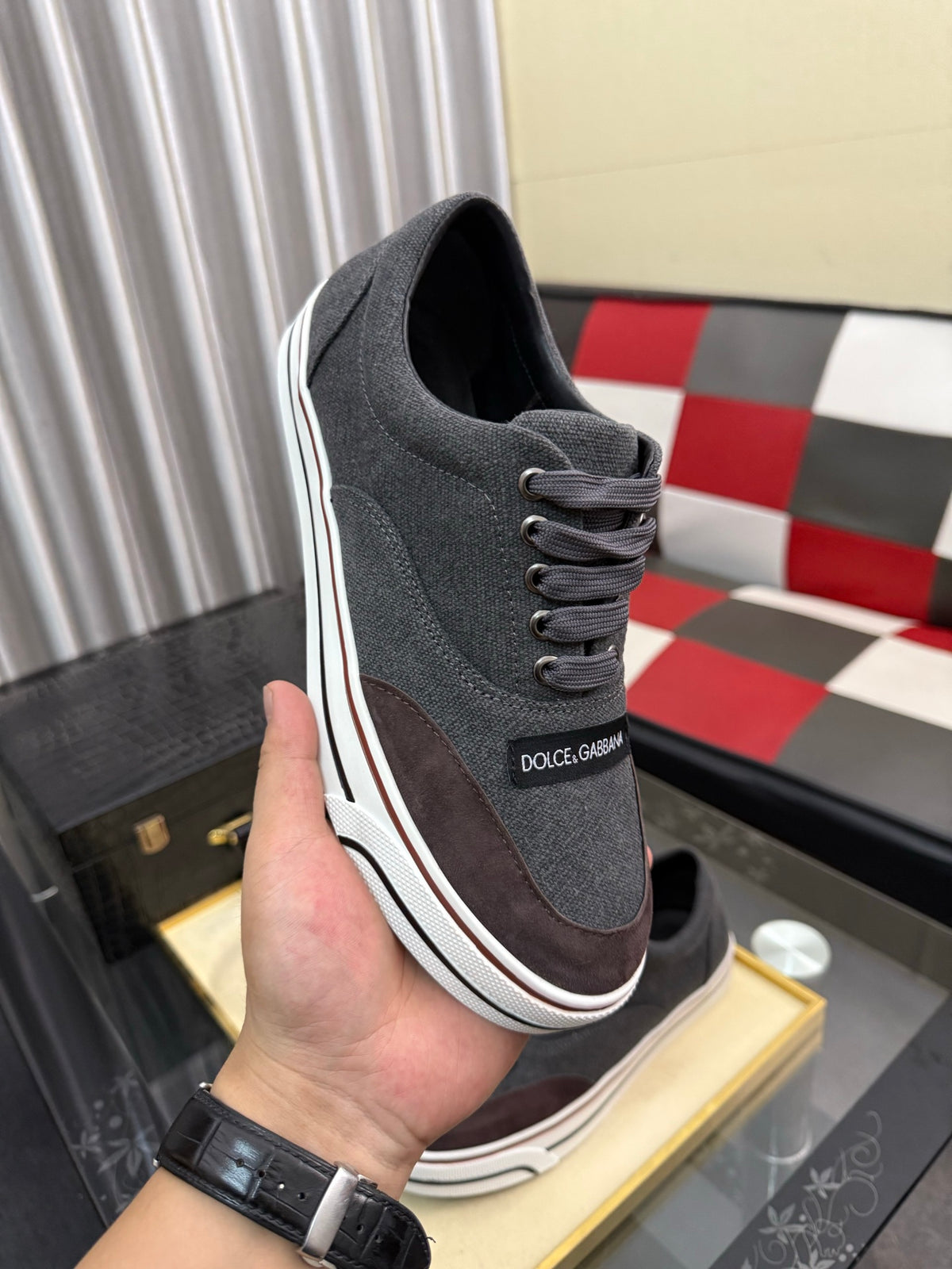 Dolce & Gabbana DG Silk Calfskin & Nubuck Casual Sneakers