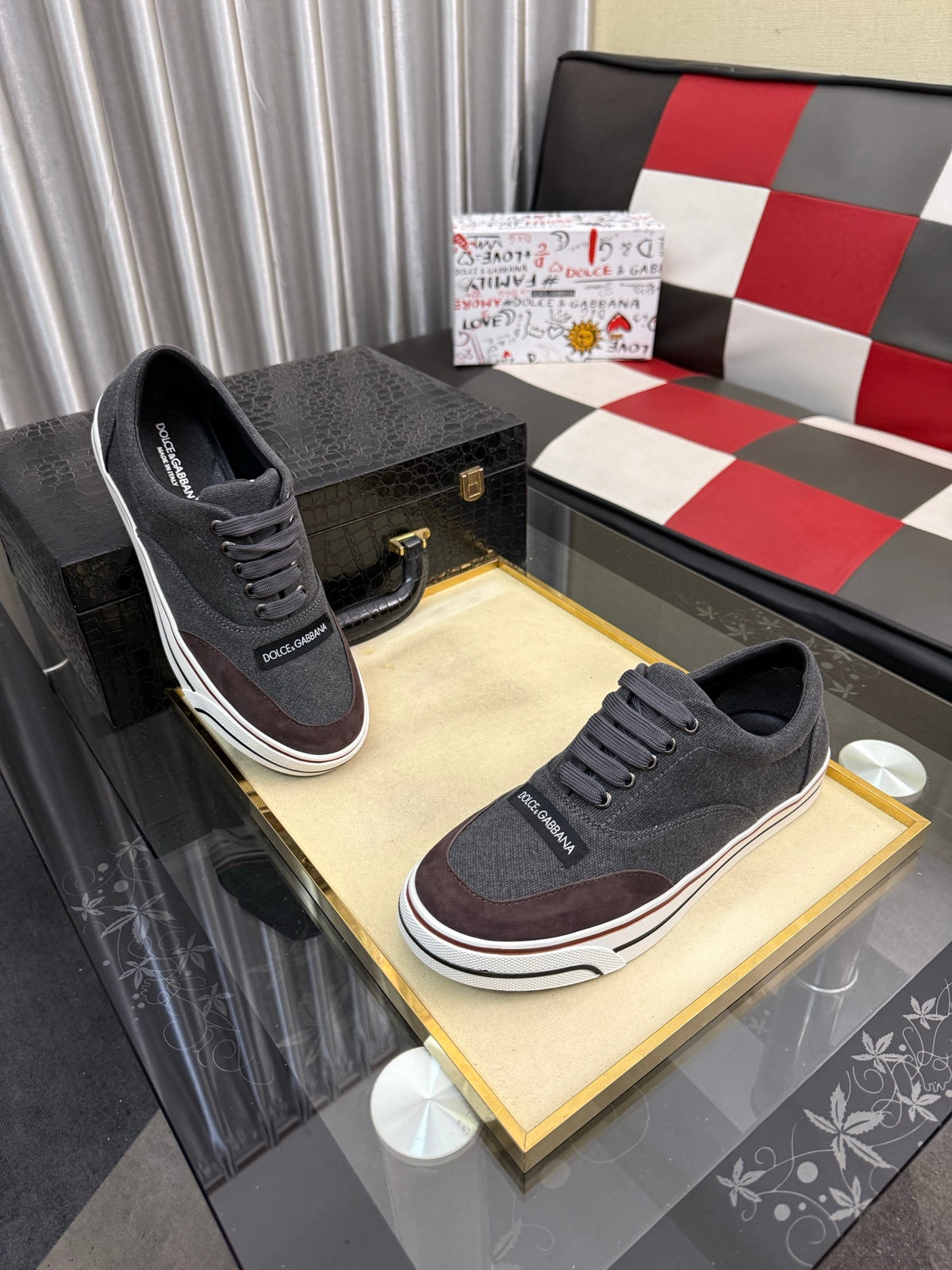Dolce & Gabbana DG Silk Calfskin & Nubuck Casual Sneakers