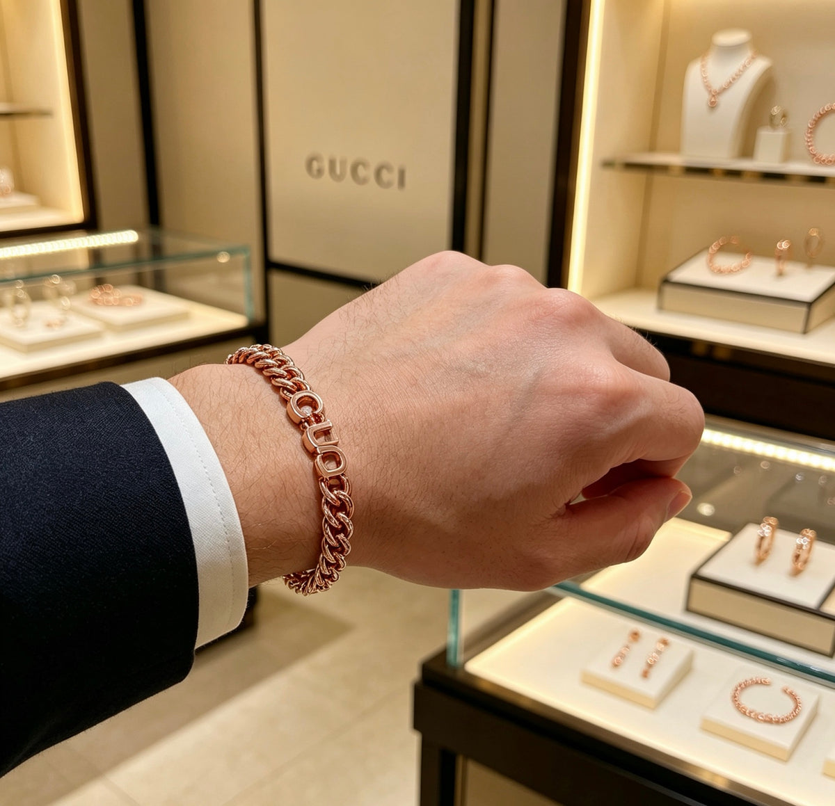 beige luxury Bracelet for men - alternate angle view 8